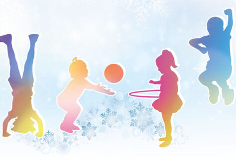 Sportkinder-Winterspielplatz-Motiv